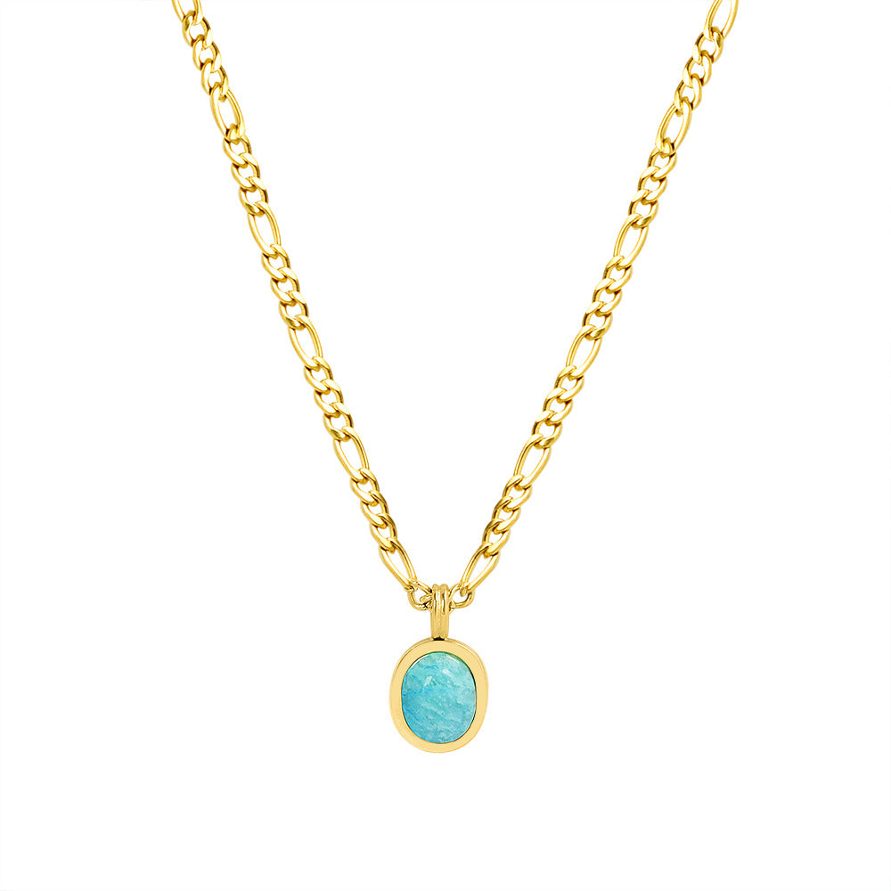Amazonite Pendant Necklace product photo on white background, full figaro chain with pendant